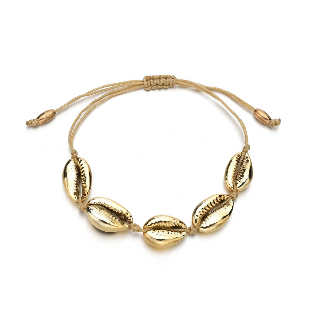 Annita Woven Gold Shell Charm Bracelet product photo