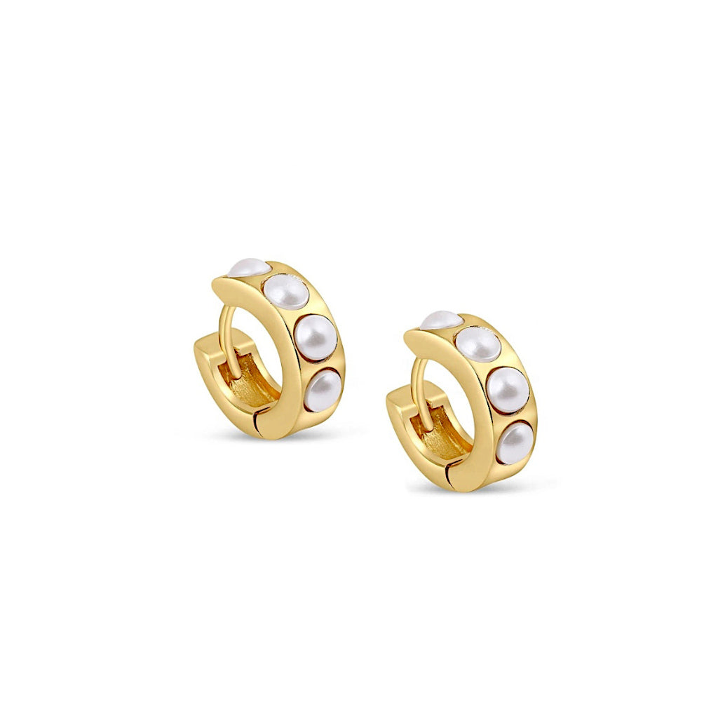 Ella Hoop Earrings with Pearls in Gold Plated product photo
