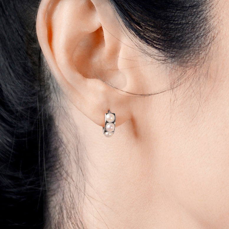 Ella Hoop Earrings with Pearls in Sterling Silver Lifestyle photo