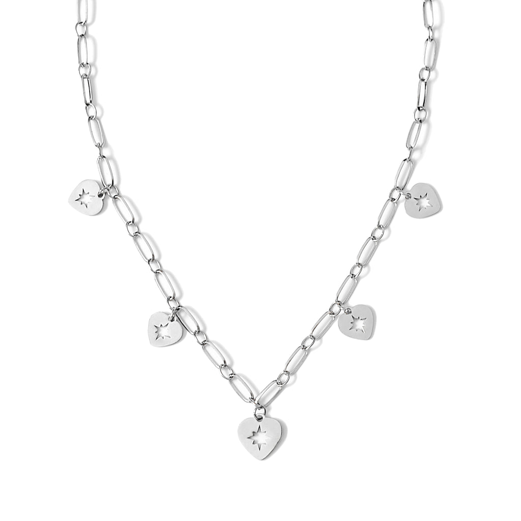 Gia necklace with heart pendants in Stainless Steel Product photo