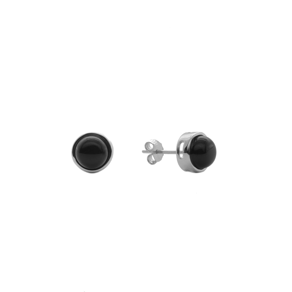 Silver Nuance Stud Earrings with Black Onyx product photo
